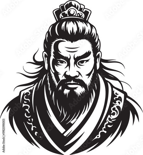 Chinese warrior vector illustration in a classic style, guan yu, zhang fei, lu bu, zhao yun