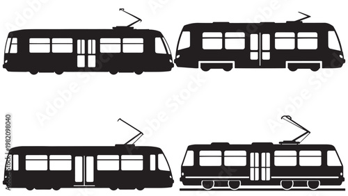 Tram Or Light Rail Carriage Icon — Minimal Black-and-White Solid Silhouette, Flat Vector, Isolated On White