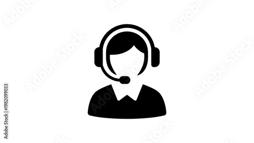 Customer service representative wearing headset icon illustration