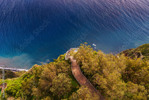 Cabo Girão Skywalk viewpoint, Cabo Girão Madeira Portugal glass platform above dramatic Atlantic cliffs and ocean panorama.