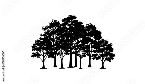 Realistic tree cluster vector illustration eco friendly nature and sustainability design isolated on white