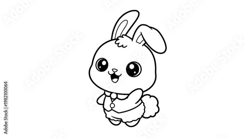 Rabbit vector illustration with cute expression and fluffy tail design