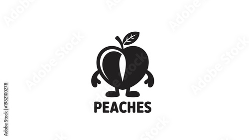 Peaches logo vector graphic with cute cartoon character design