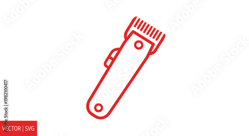 Red Electric Hair Clipper Icon on White Background - Vector Illustration