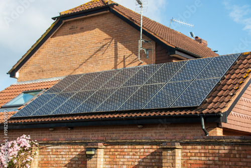 Solar panels on a domestic house roof