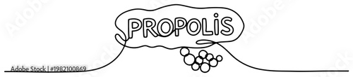 Propolis text lettering for natural bee products in continuous line art style
