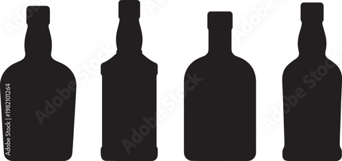 An isolated vector illustration of a blank red wine bottle made of dark green glass with a realistic reflection, perfect for winery branding or bar beverage product mockups on a white background
