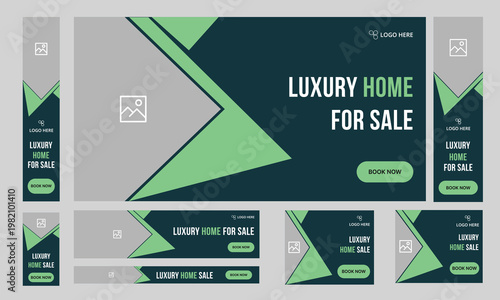 Sales of luxury houses google ads banner, Editable Vector eps 10 file format post template, social media post template design