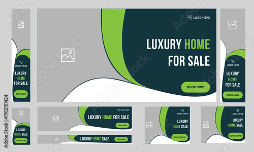 Sales of luxury houses google ads banner, Editable Vector eps 10 file format post template, social media post template design