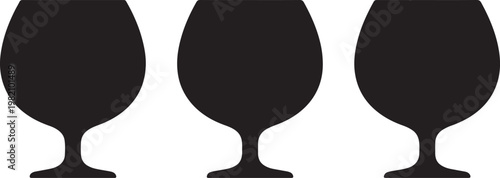 An elegant crystal champagne glass silhouette filled with a sparkling beverage for a party celebration, featuring a minimalist vector design on a black background