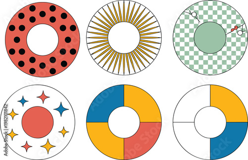 Set of fresh whole and sliced exotic dragon fruit or pitaya in flat line art style for healthy food design