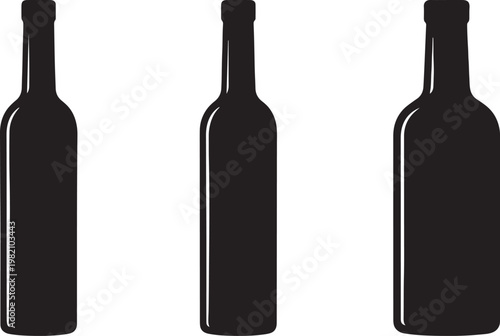 An isolated wine bottle and glass vector set featuring red and white alcohol beverage objects with a blank label for a winery bar