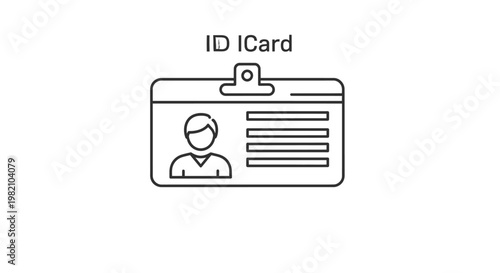 ID Card with User Profile Icon and Text Fields, Representing Personal Identification on Isolated White Background