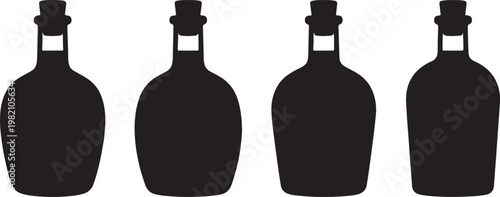 Full glass bottle of red wine with a cork isolated on a black background featuring a sleek reflection for a premium winery product display