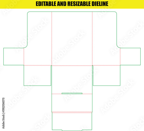 Versatile editable and resizable tuck end box dieline template for various packaging applications