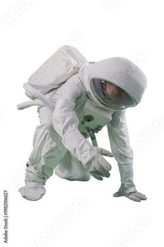 Wallpaper Mural Male astronaut in white space suit standing isolated background full length Torontodigital.ca