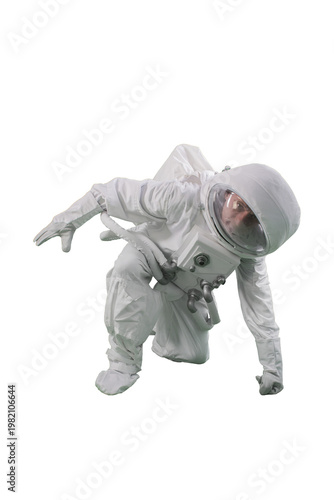 Wallpaper Mural Male astronaut in white space suit standing isolated background full length Torontodigital.ca