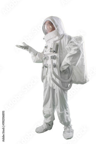 Wallpaper Mural Male astronaut in white space suit standing isolated background full length Torontodigital.ca