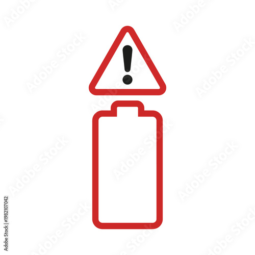 Warning sign indicates low battery on electronic device screen