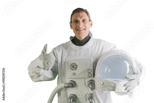 Wallpaper Mural Male astronaut in white space suit standing isolated background full length Torontodigital.ca