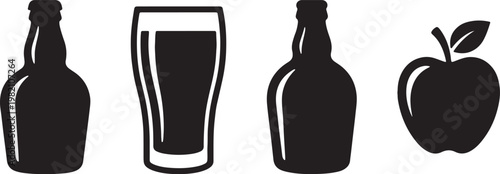 A blank vector illustration of a red wine bottle and glass with a reflection, featuring a clean label design for a winery beverage object