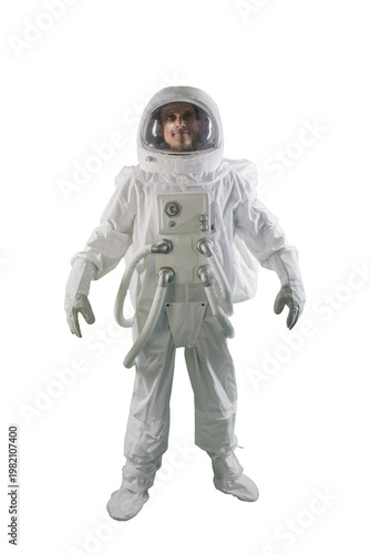 Wallpaper Mural Male astronaut in white space suit standing isolated background full length Torontodigital.ca