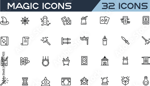 Konstfotografi Magic Show and Fantasy Icons Set