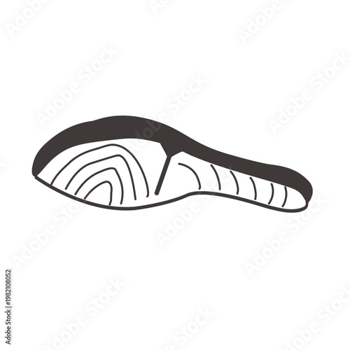 鮭のモノクロイラスト　食べ物
お弁当　おかずのイラスト　シンプル　素材　弁当素材　　