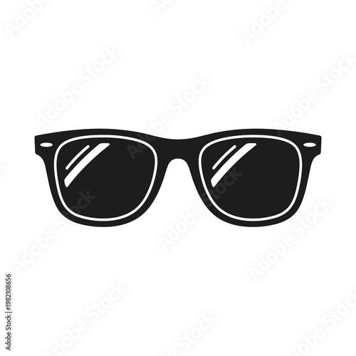 Black sunglasses icon with white border outline