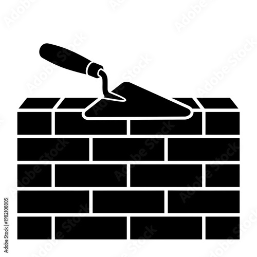Trowel on Brick Wall Construction Icon