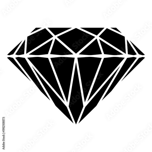 Black diamond gemstone graphic on white background