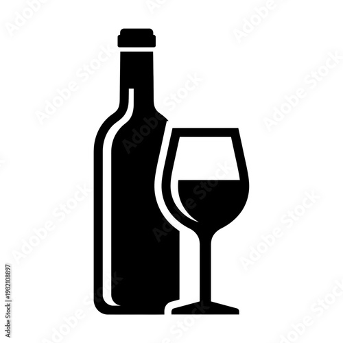 Wine bottle and glass icon