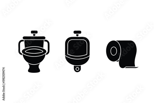 Toilet icons set illustration bathroom sanitation equipment symbol design