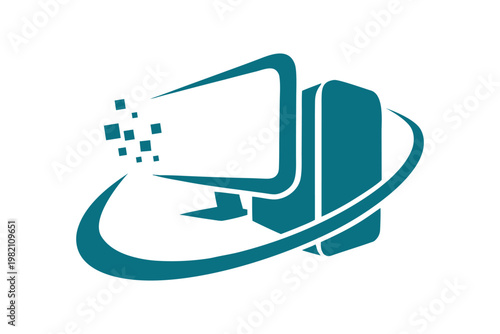 Computer service logo vector graphic digital tech device icon modern business branding
