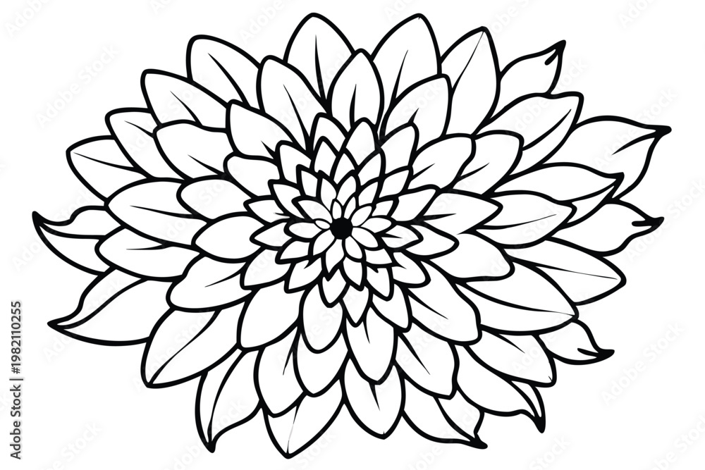 Fototapeta premium chrysanthemum flower silhouette line art vector illustration with a white background