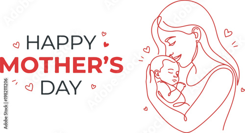 Mother's Day, Happy Mother's Day, Motherhood, Love, Family, Vector Illustration