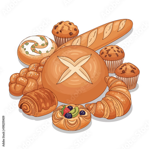 Delicious Assorted Pastries and Baked Goods for Breakfast or Snack Time