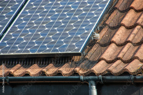 Solar panels on a urban roof top 