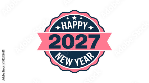 Happy New Year 2027 festive celebration logo design element isolated on white background