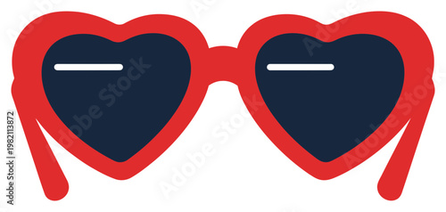 Heart sunglasses icon in flat style representing love fashion and summer vibes