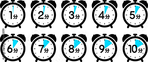 時間を示す時計のアイコン（1分/2分/3分/4分/5分/6分/7分/8分/9分/10分）
