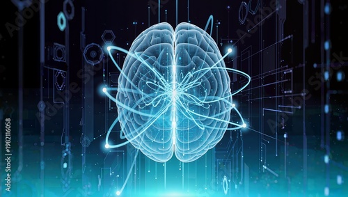 Futuristic AI Brain Neural Network Background
