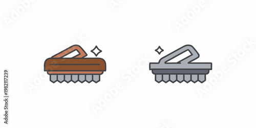 Two colorful illustrations of shoe brushes with distinct color schemes