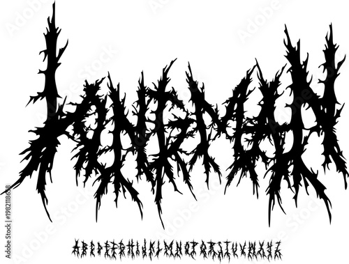 фотографія LONGMAN Extreme Black Metal Display Font Alphabet – Chaotic Thorny Gothic Decora