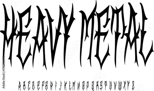 Heavy Metal Extreme Font Alphabet – Sharp Spiky Gothic Display Typeface with Brutal Aggressive Style for Death Metal Logos, Album Covers, Band Merch & Dark Typography Design