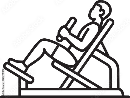 A person using a seated leg press machine