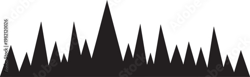 Black mountain range silhouette, vector landscape icons, geometric peaks, graphic design elements