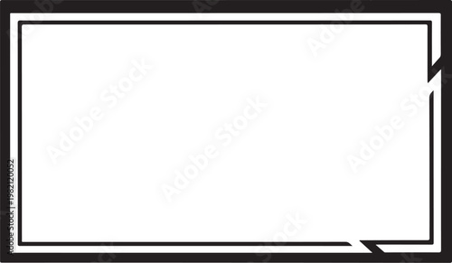 Torn edge label, blank sticker, white rectangle, black border, vector graphic