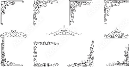 Ornate Vector Borders, Vintage Frames, Elegant Corners, 10 Decorative Elements