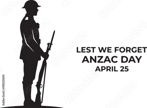Remembrance of anzac day with a soldier silhouette